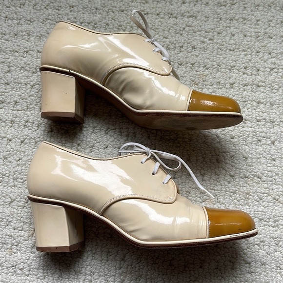 Gucci 2-Tone Patent Leather Heeled Oxfords Shoes Size 6 EUC - Picture 5 of 14